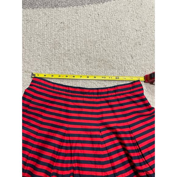 NWT J Crew Factory Pleated Knee Length Skirt Womens 6 Red Striped 09357 MSRP $70 - Picture 3 of 9